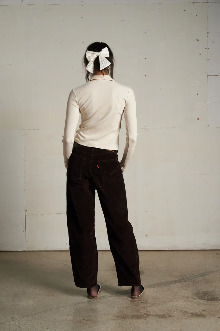 amee luxe rib button up polo sugar | perfectwhitetee - Image 3