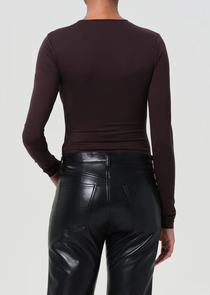 Aura Long Sleeve Bodysuit Chocolate| Agolde - Image 4