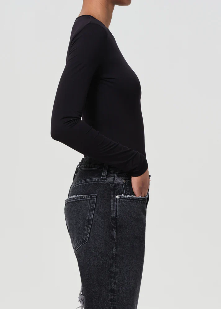 Aura Long Sleeve Bodysuit Black| Agolde - Image 4