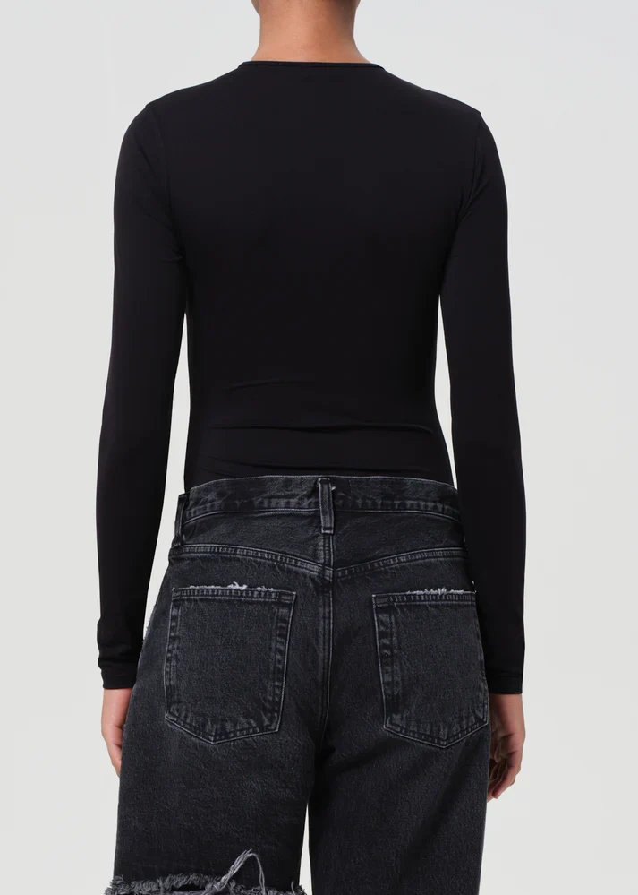 Aura Long Sleeve Bodysuit Black| Agolde - Image 5
