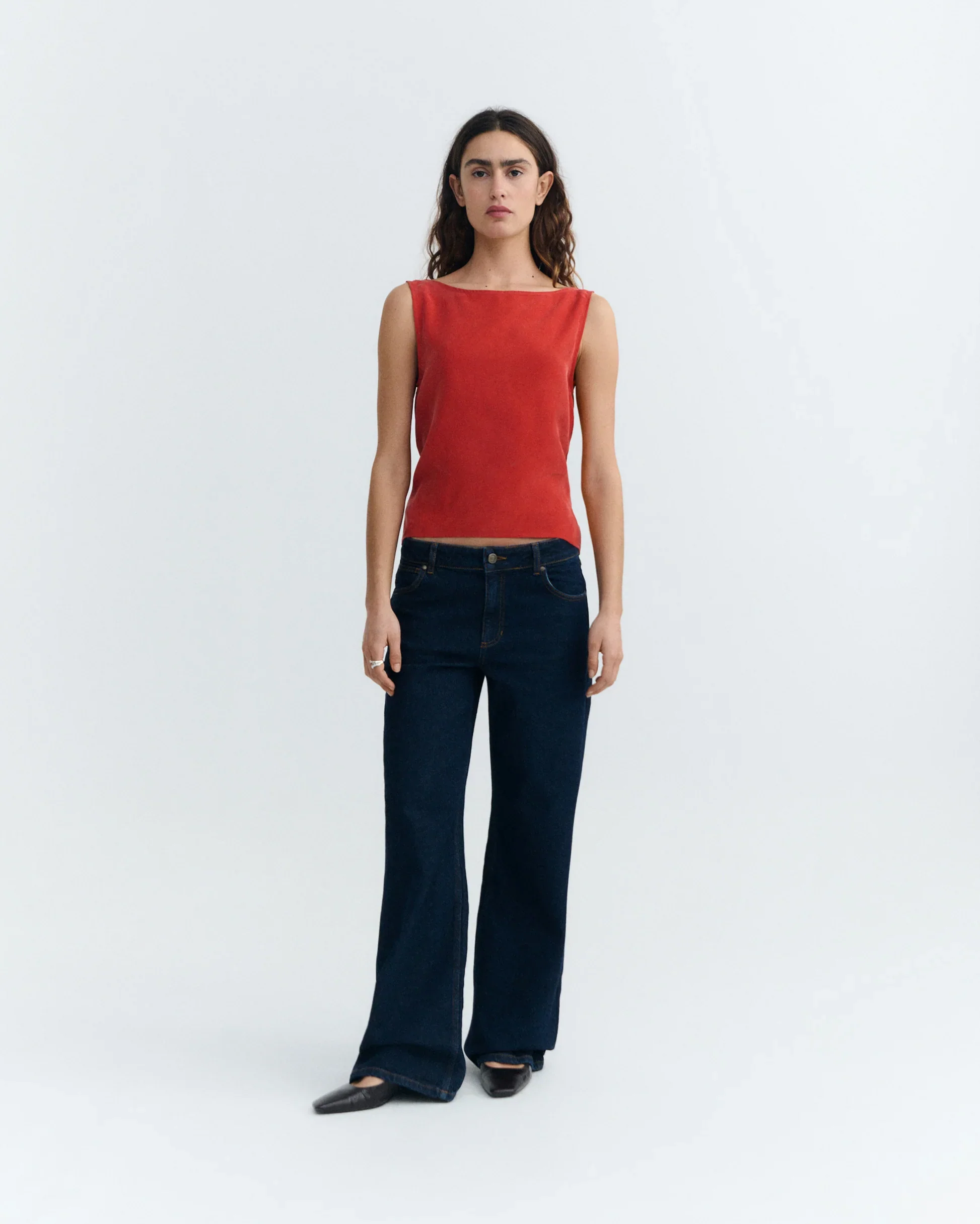 Cupro Top w/ Bow in Red| Thinking Mu - Image 3