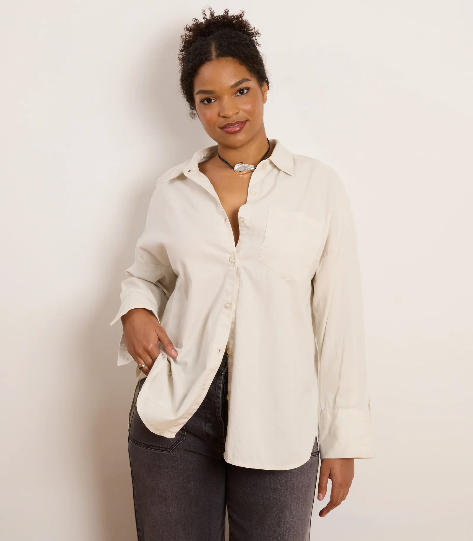 Daisy Oversized Button Up Cream | Loup - Image 3