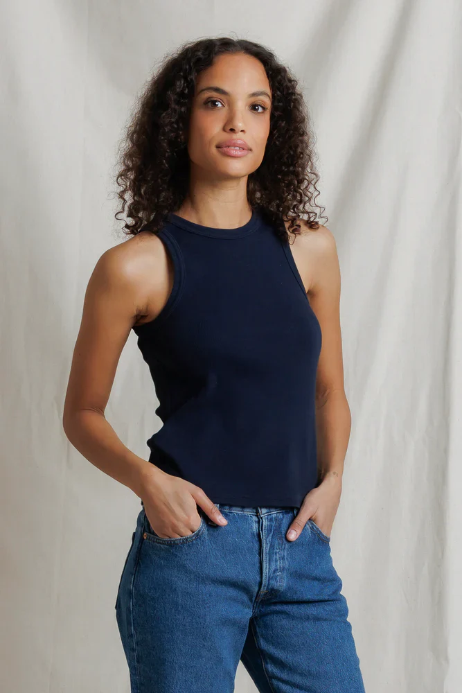 Daphne High Neck Tank Navy | PWT