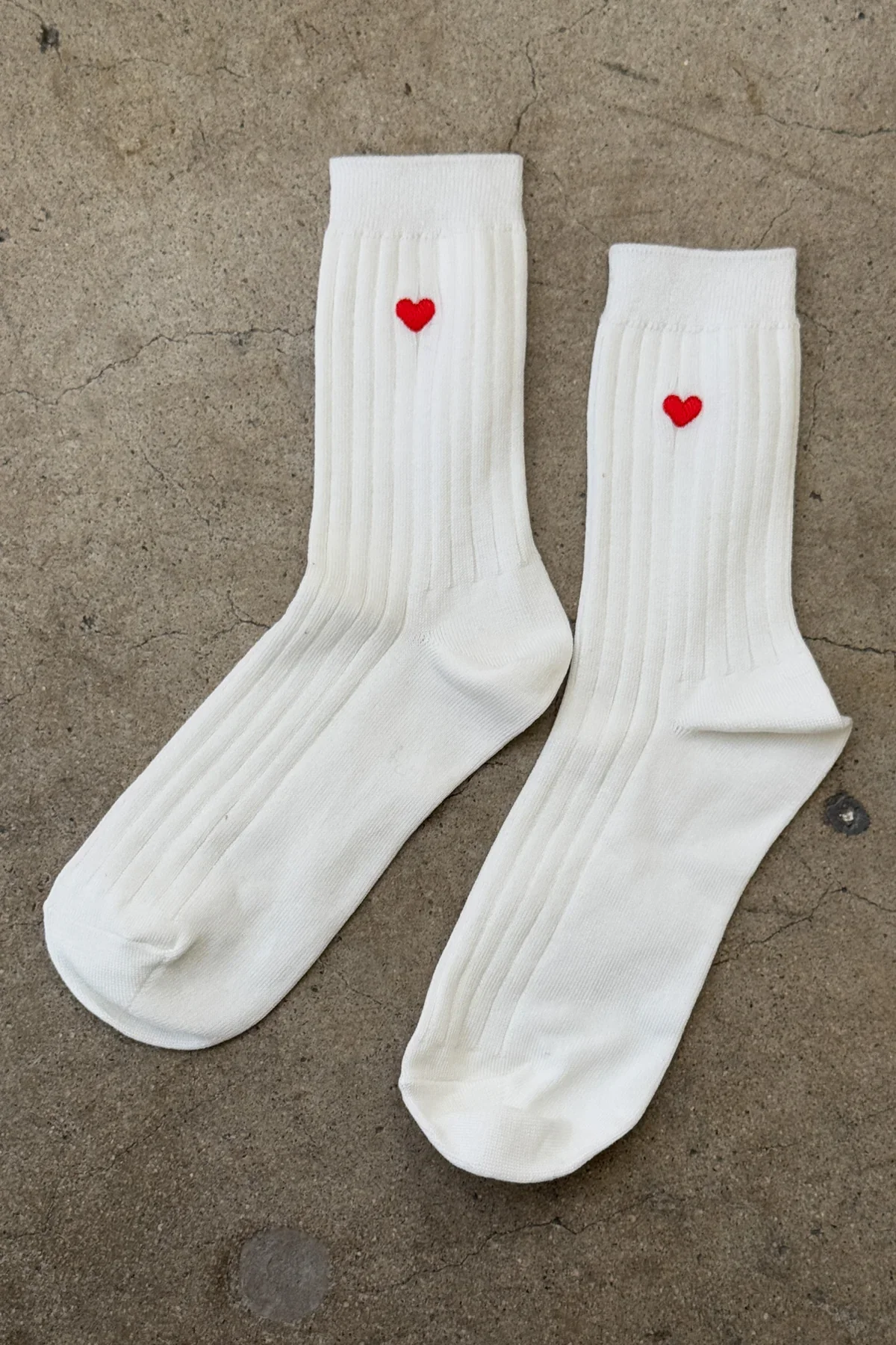 Embroidered Her Sock Classic White + Heart - Image 3