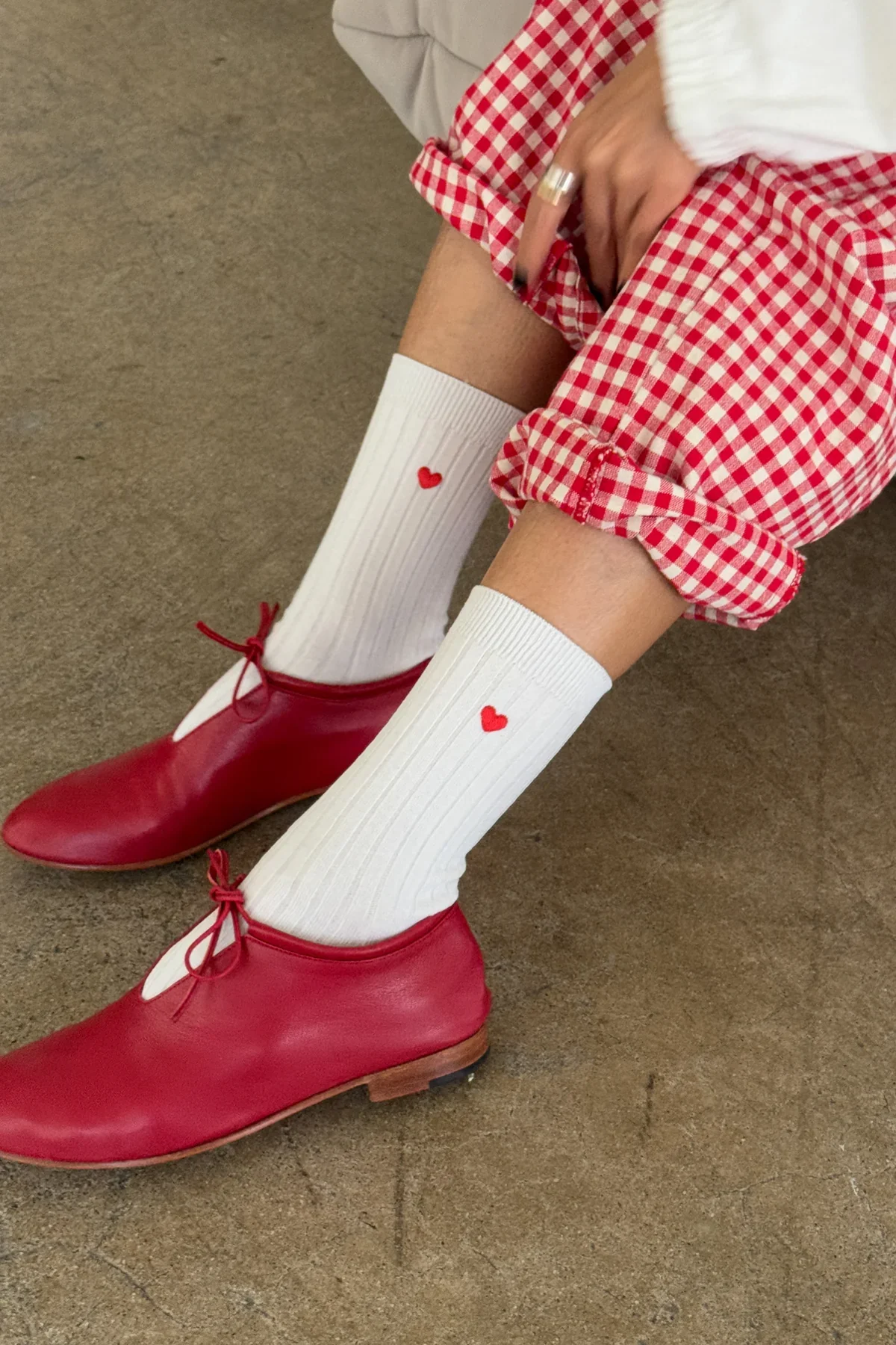 Embroidered Her Sock Classic White + Heart - Image 5