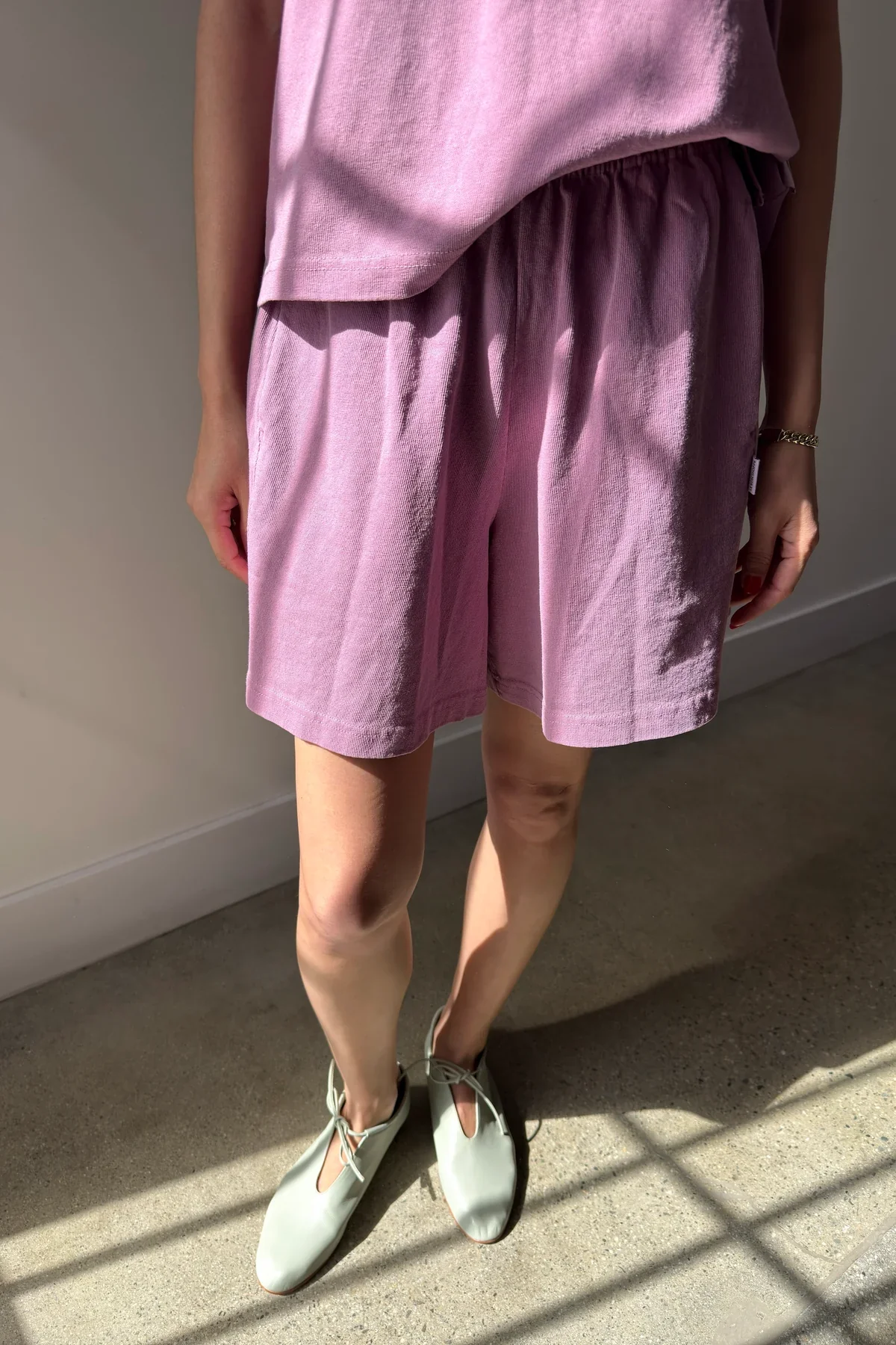 Flared Basketball Shorts Dusty Lilac | Le Bon Shoppe - Image 3