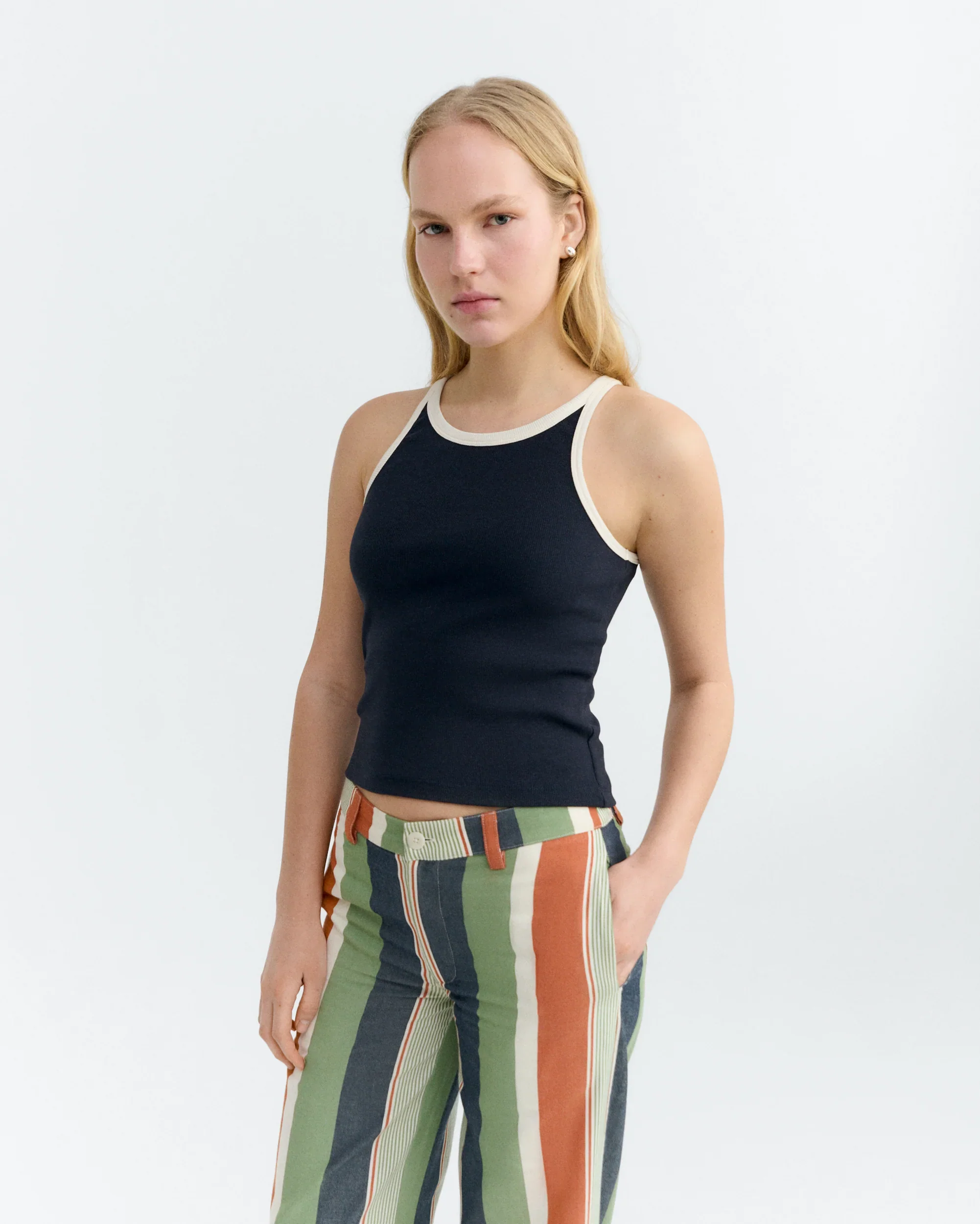 Harriet Tank Navy w/ White | Thinking Mu - Image 3