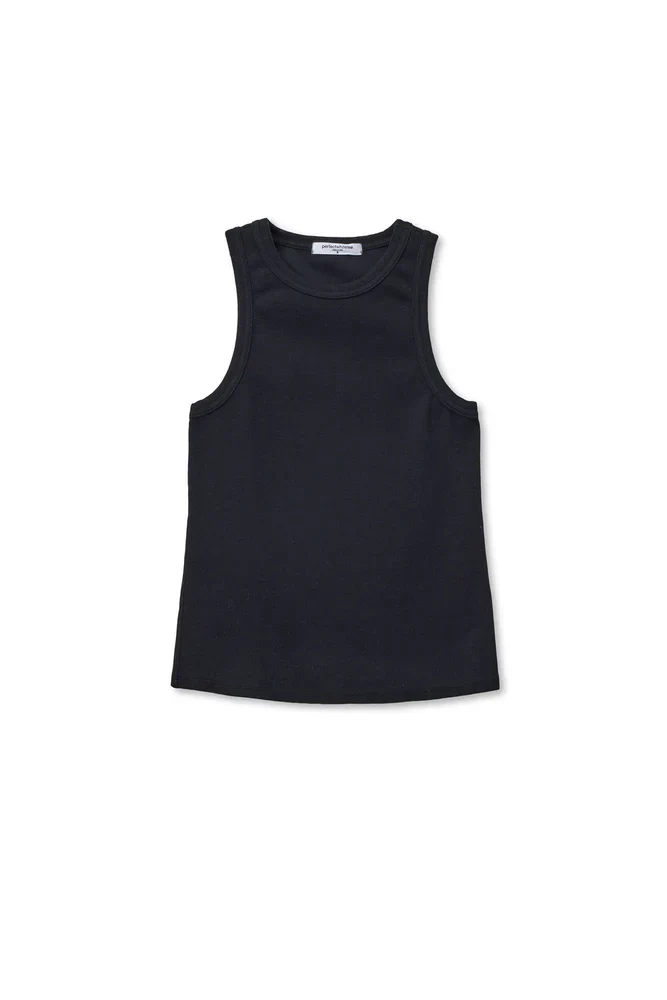 High-neck Rib Tank in Black | PWT - Image 6