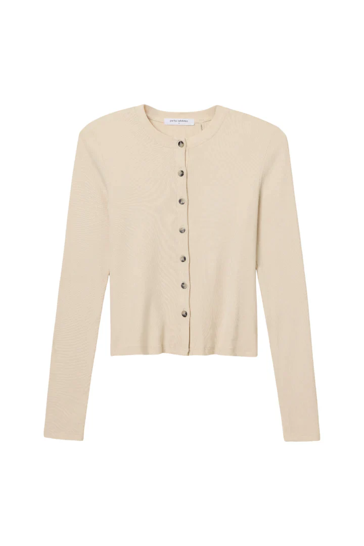 Maureen Lux Rib Button-down in Sugar| perfectwhitetee - Image 4