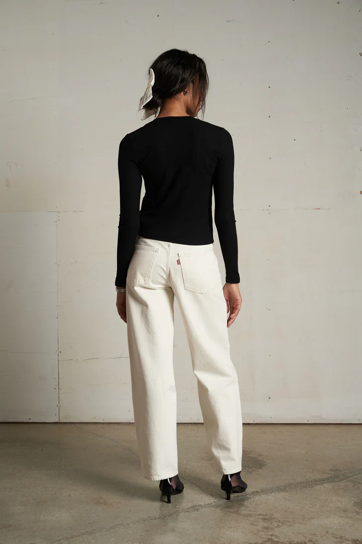 Maureen Lux Rib Button-down in True Black| perfectwhitetee - Image 3
