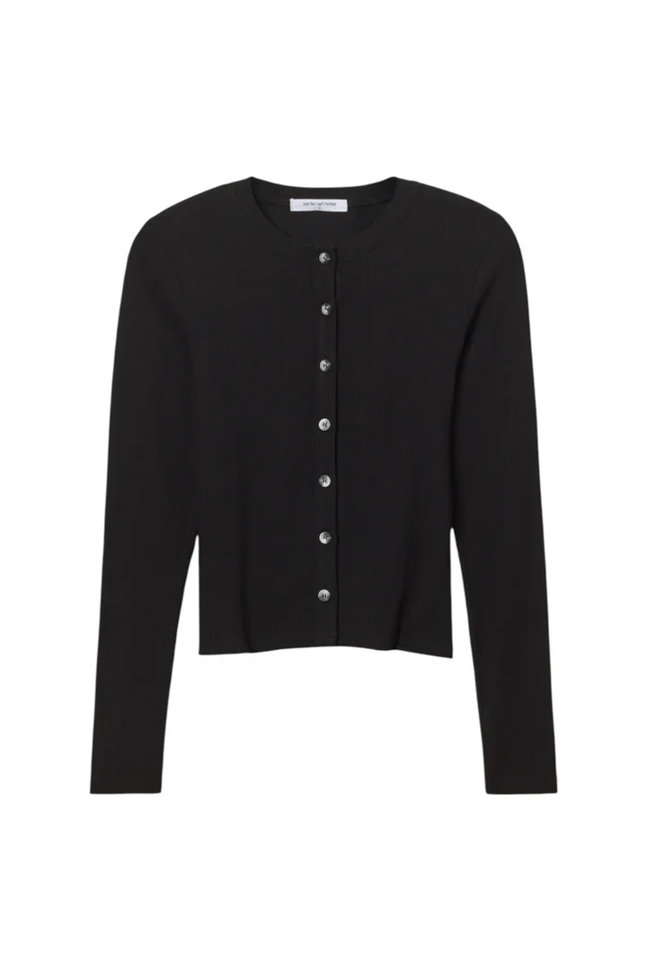 Maureen Lux Rib Button-down in True Black| perfectwhitetee - Image 4