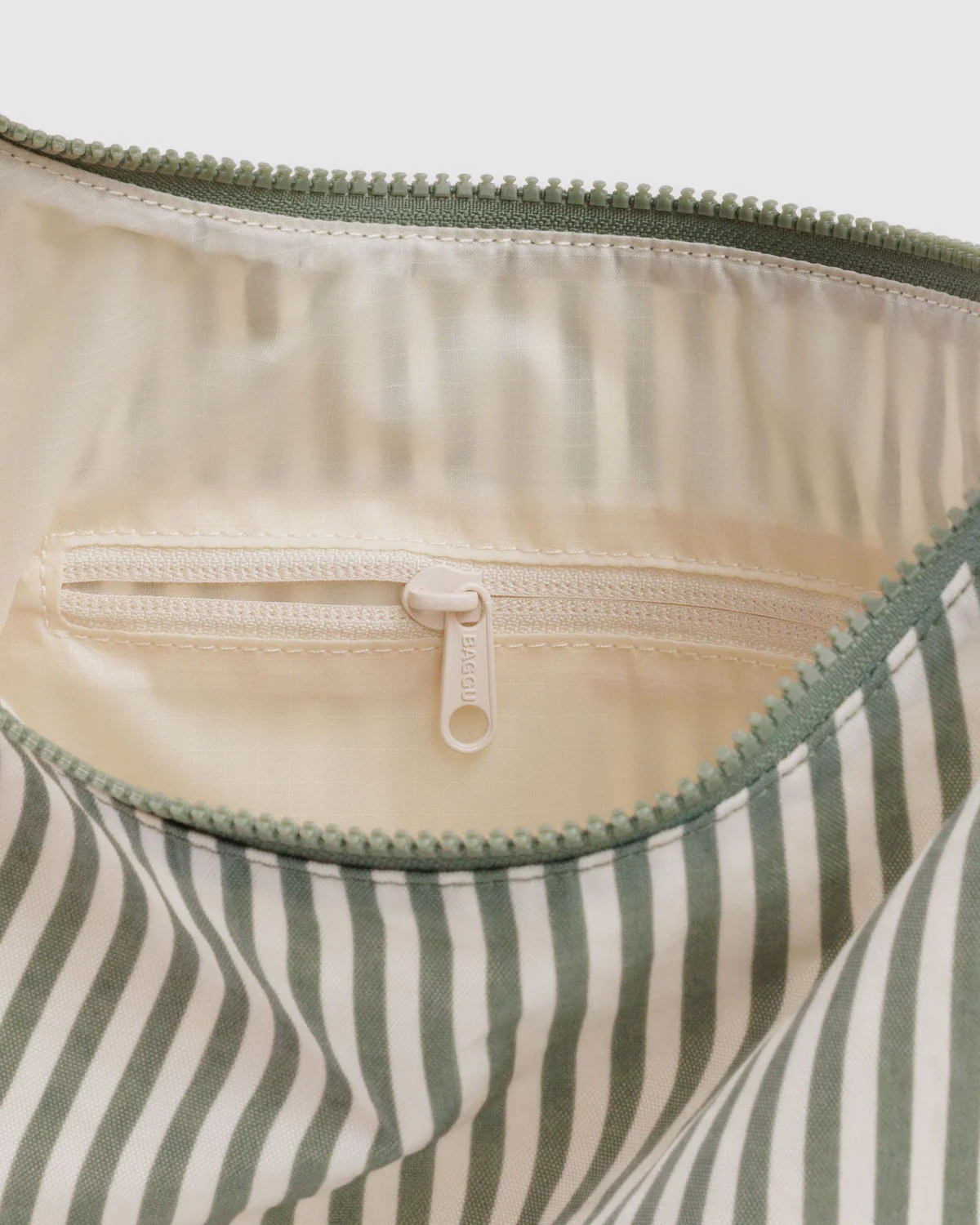 Medium Nylon Crescent Bag - Sage Stripe - Image 2