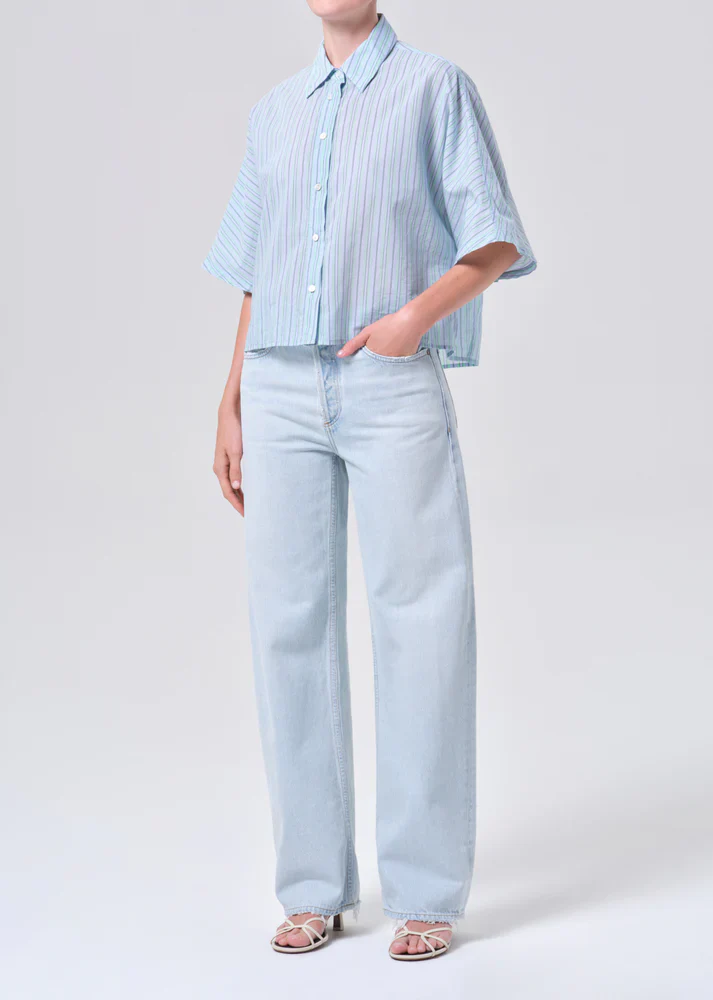 Merrin Shirt Wirrel Stripe Powder Blue | Agolde - Image 3