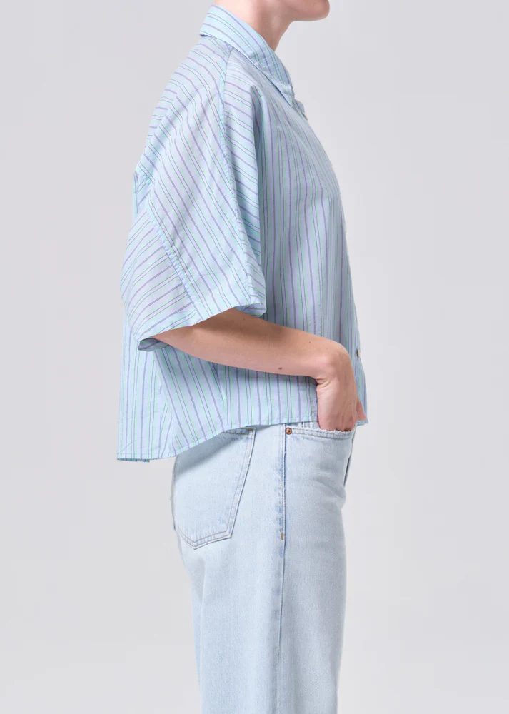 Merrin Shirt Wirrel Stripe Powder Blue | Agolde - Image 4