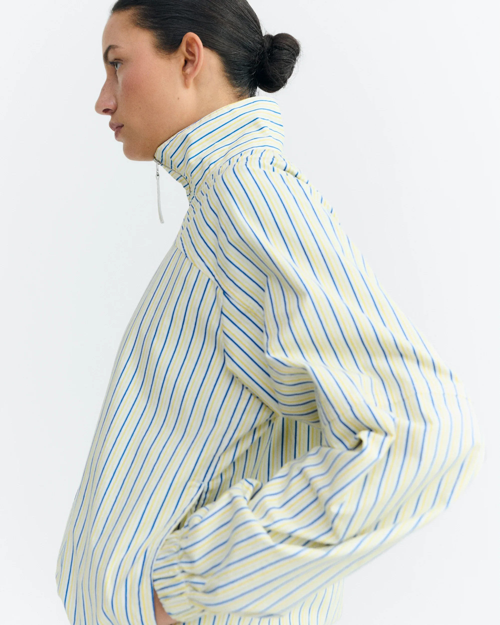 Monica Jacket in Yellow & Blue | Thinking Mu - Image 3