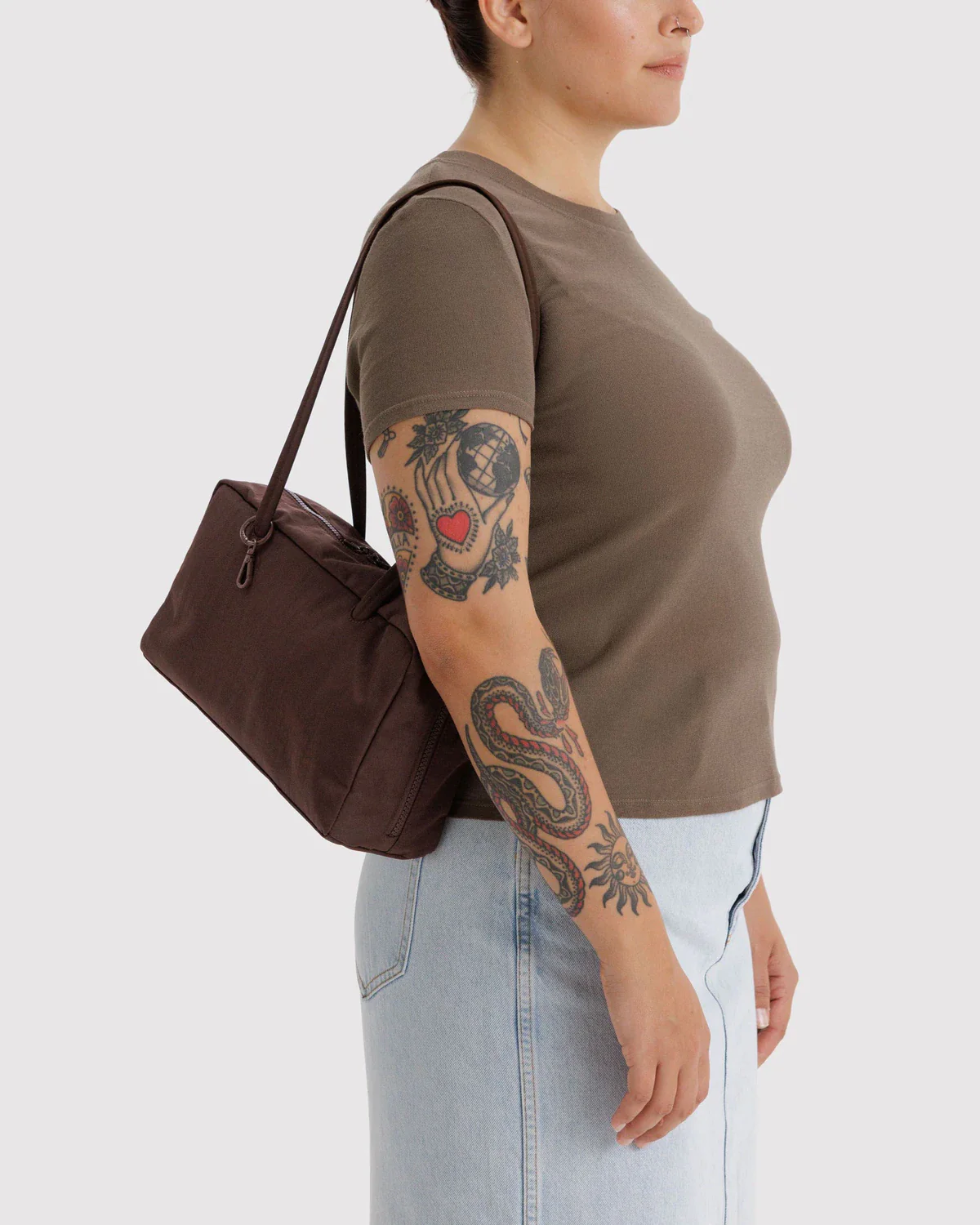 Nylon Bowler Bag - Coffee - Image 3