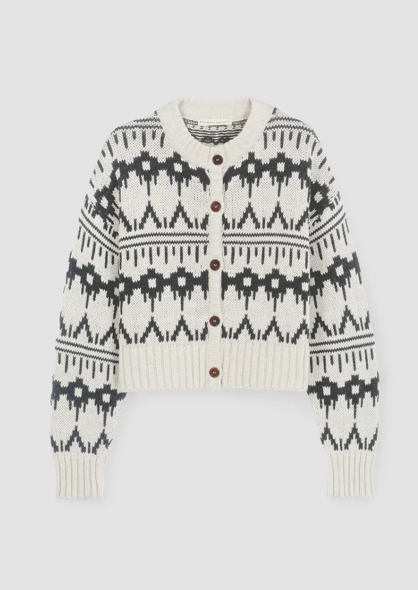 Organic Cotton Knitted Cardigan in Ecru Marl | Beaumont Organic - Image 3