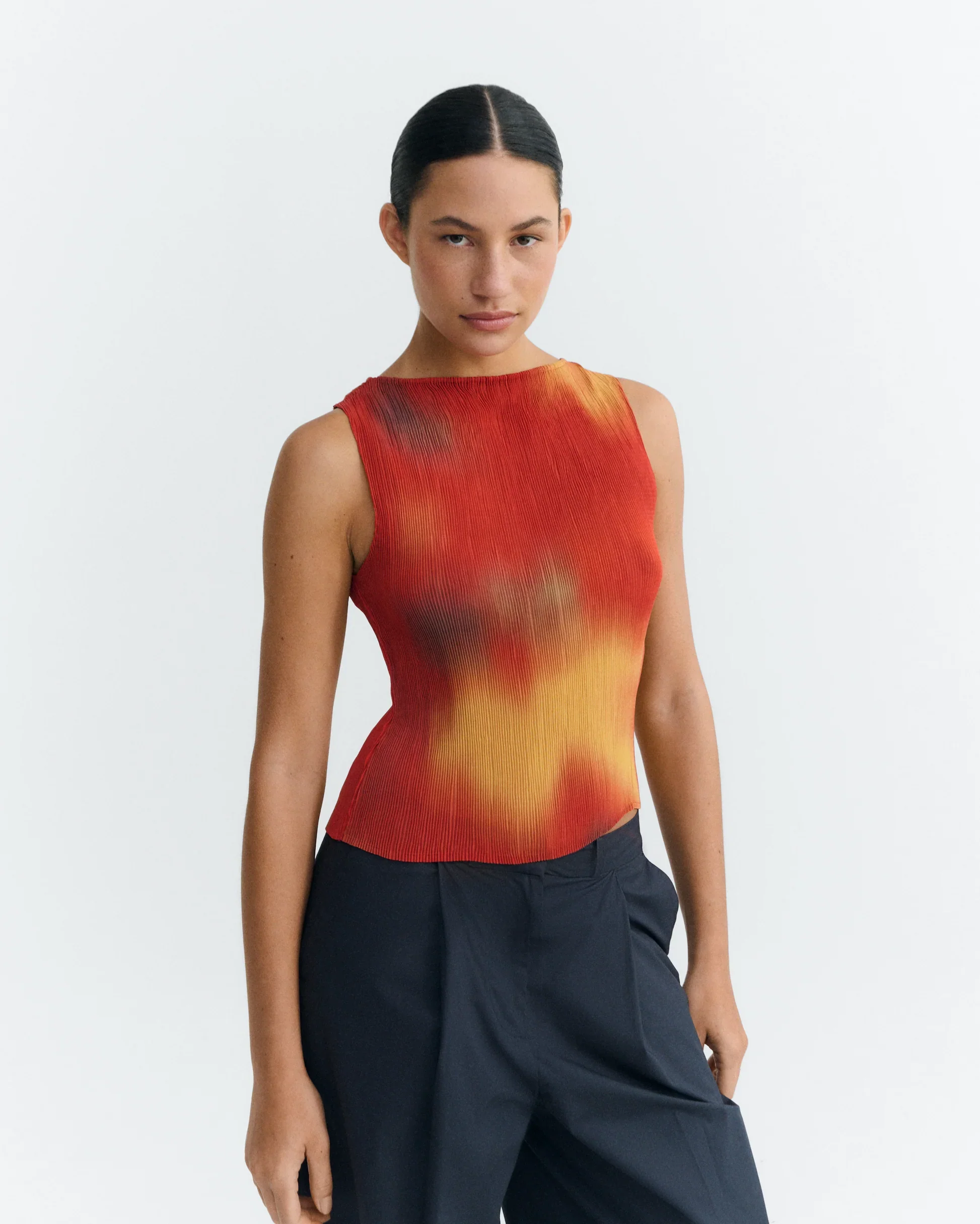 Pleated Red Top | Thinking Mu - Image 4
