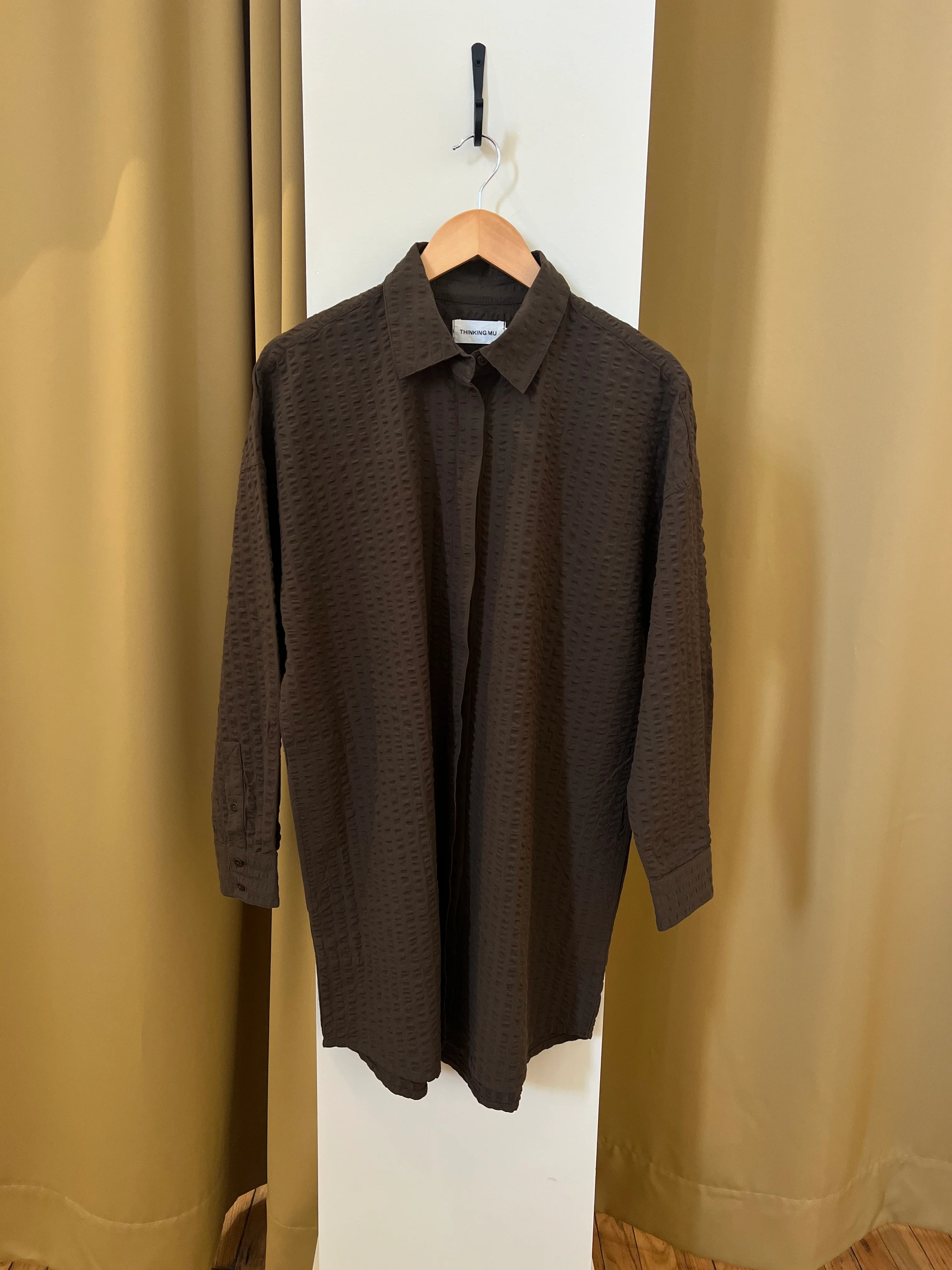 Seersucker Button-Up Dress | Thinking Mu