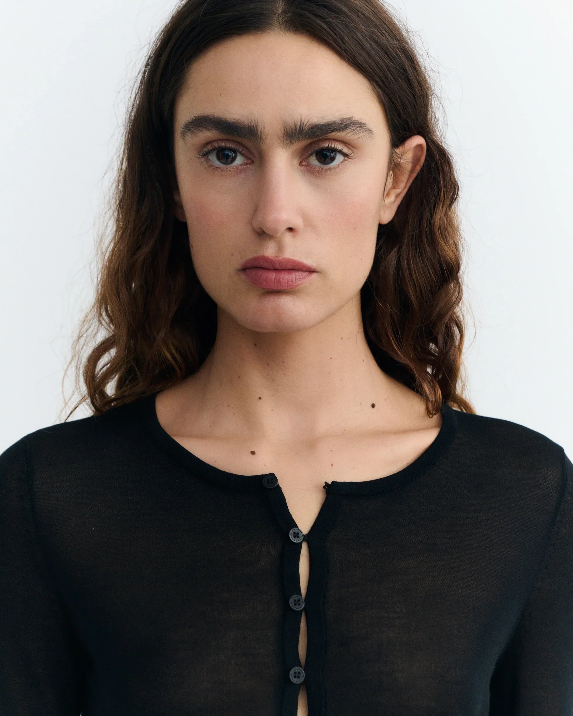 Sheer Knit Cardigan in Black | Thinking Mu - Image 2