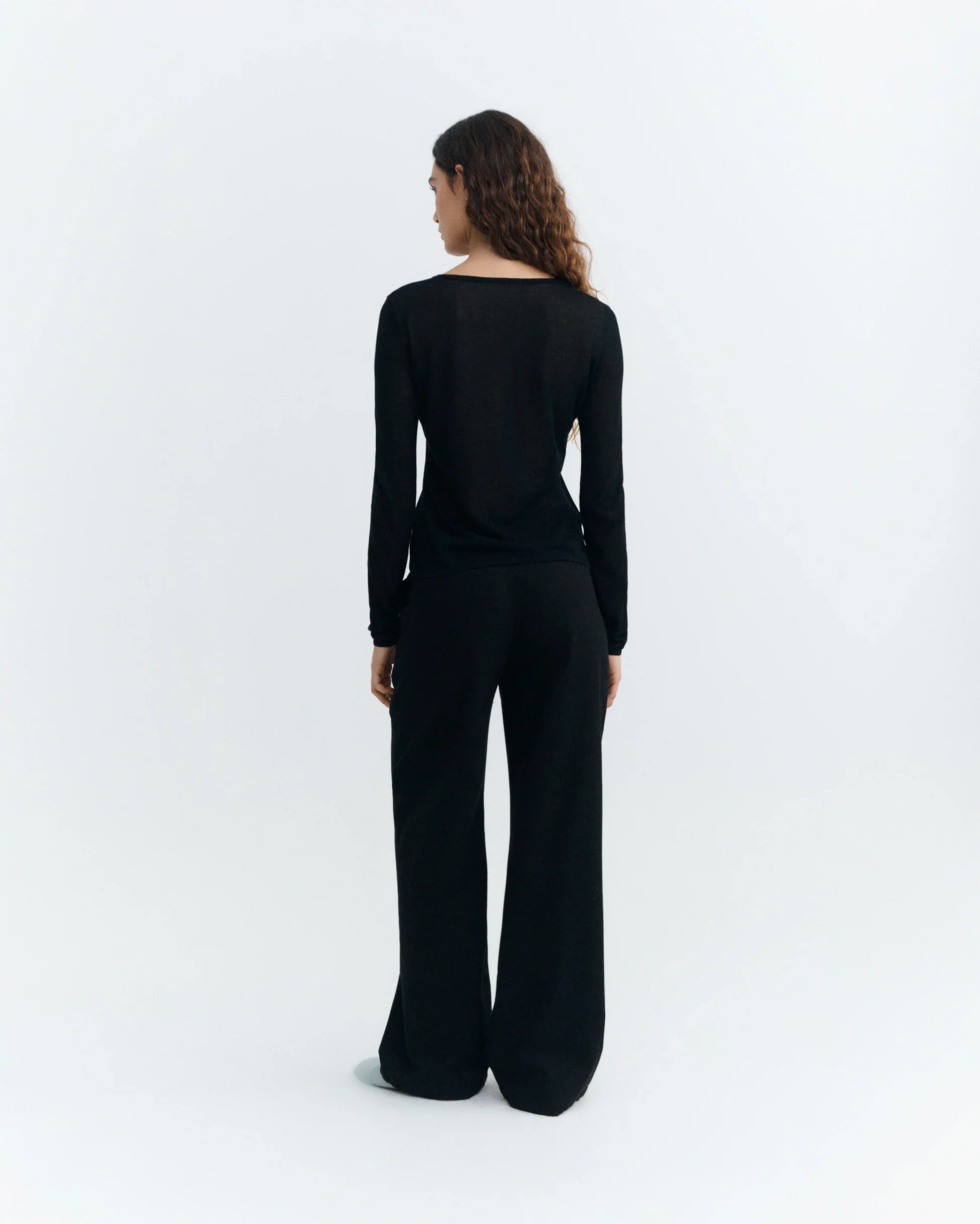 Sheer Knit Cardigan in Black | Thinking Mu - Image 5