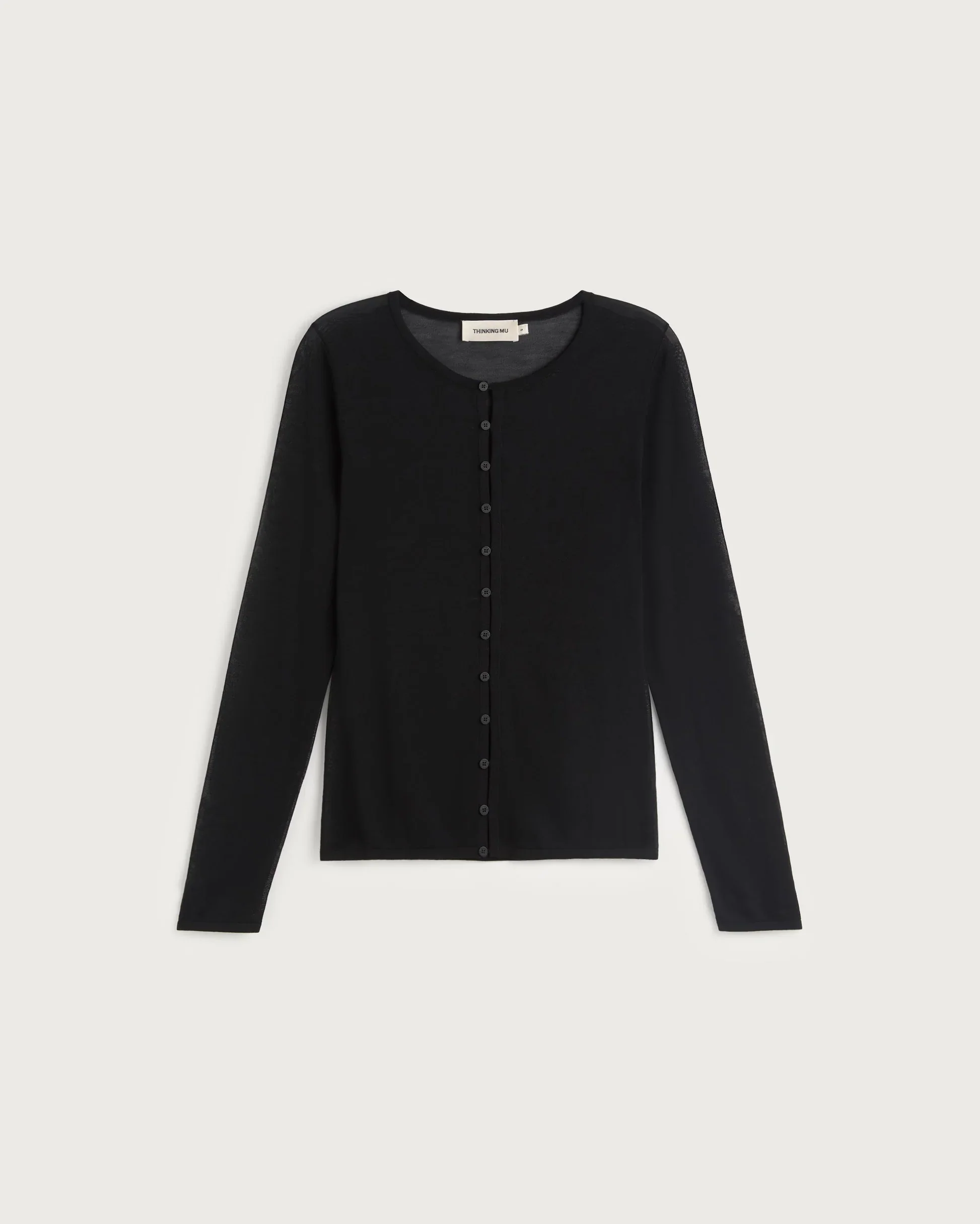 Sheer Knit Cardigan in Black | Thinking Mu - Image 7