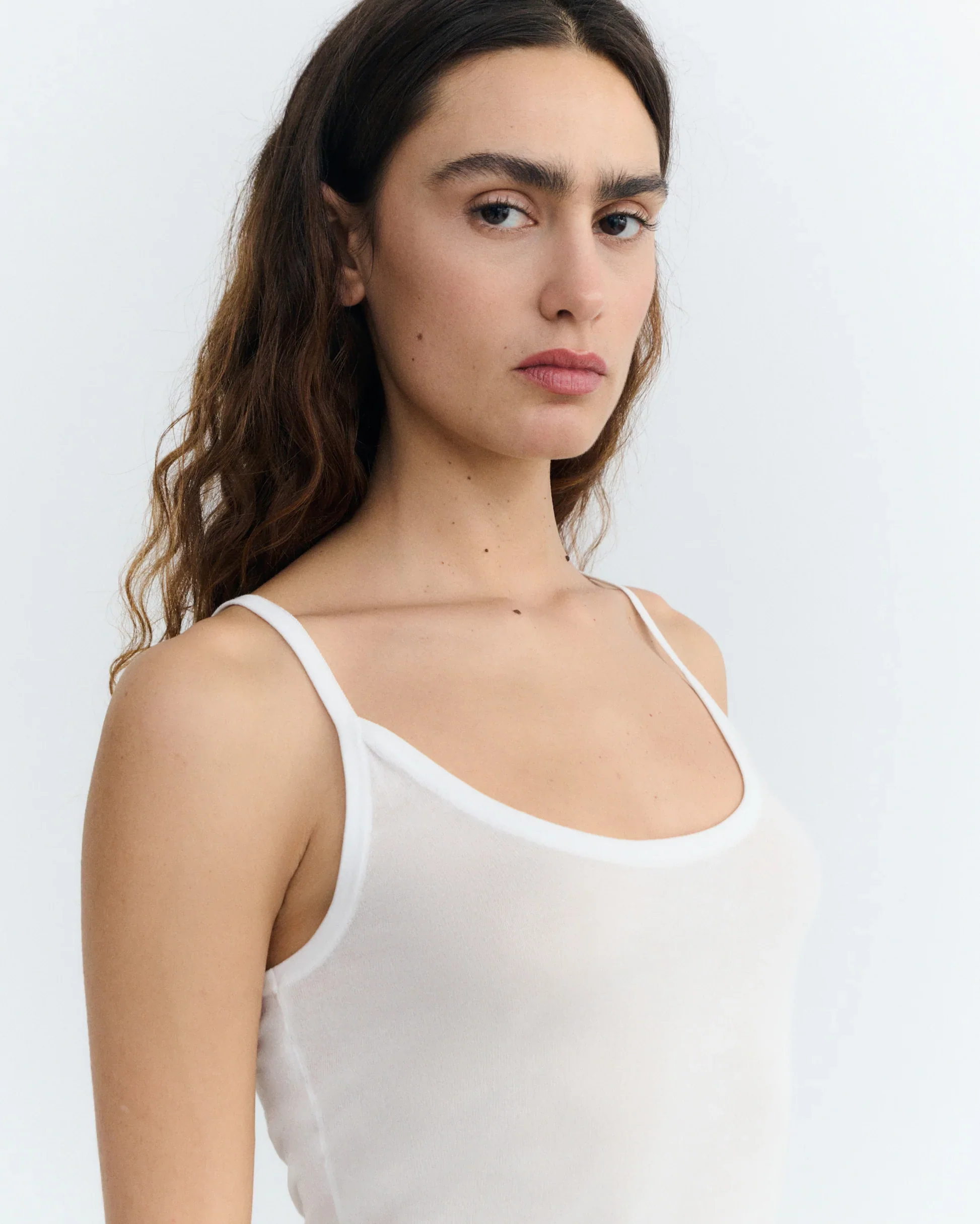 Sheer Knit Tank in White | Thinking Mu - Image 2