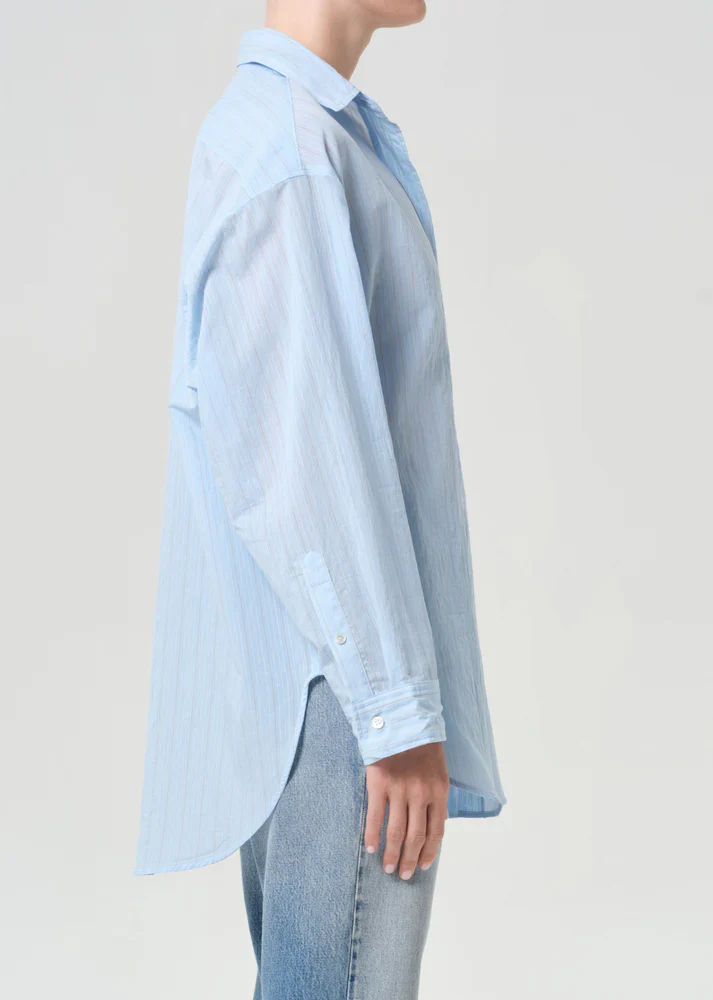 Sona Shirt in In Fontana Stripe/Powder Blue | Agolde - Image 4
