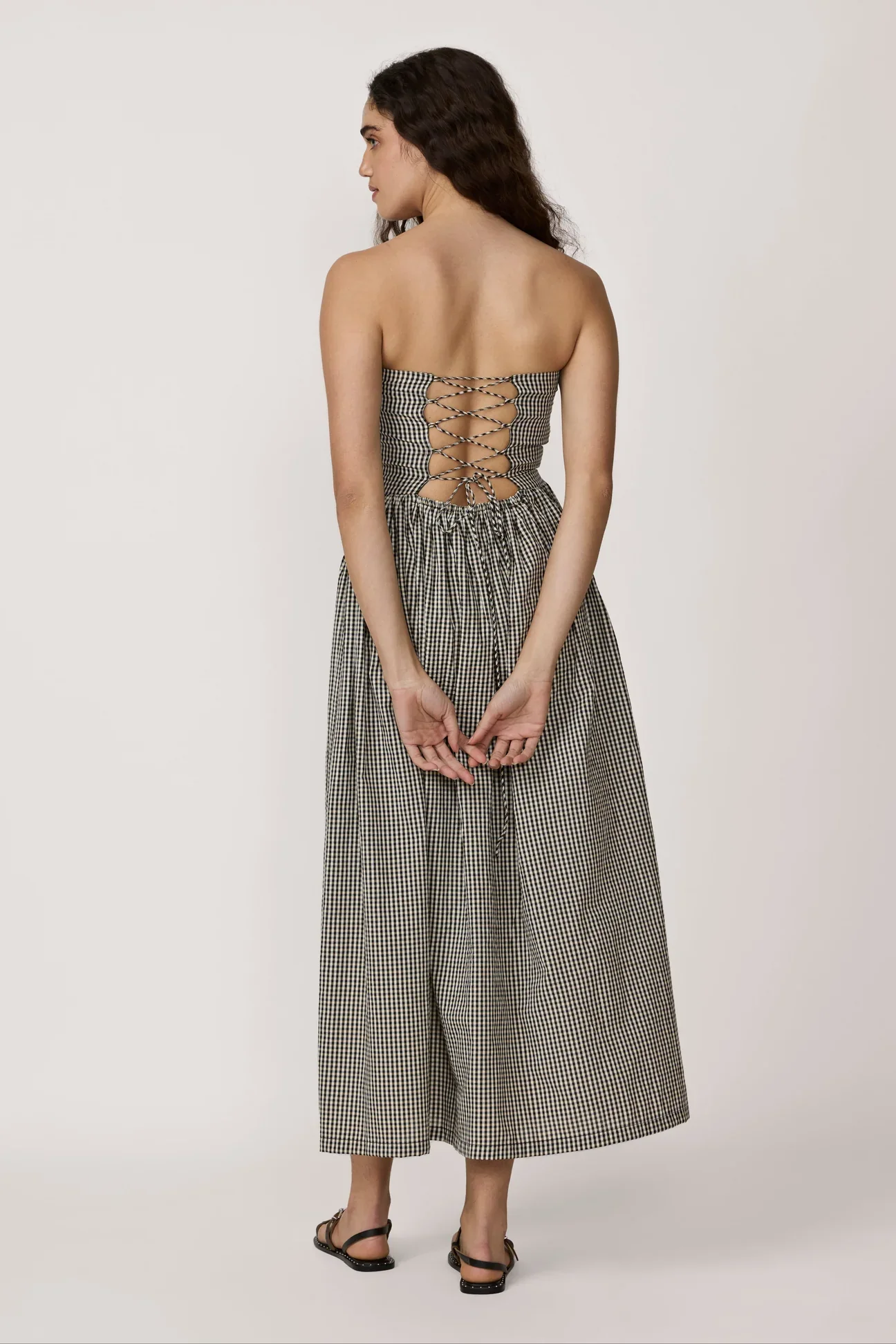 Strapless Tie Back Dress Gingham | Laude The Label - Image 4