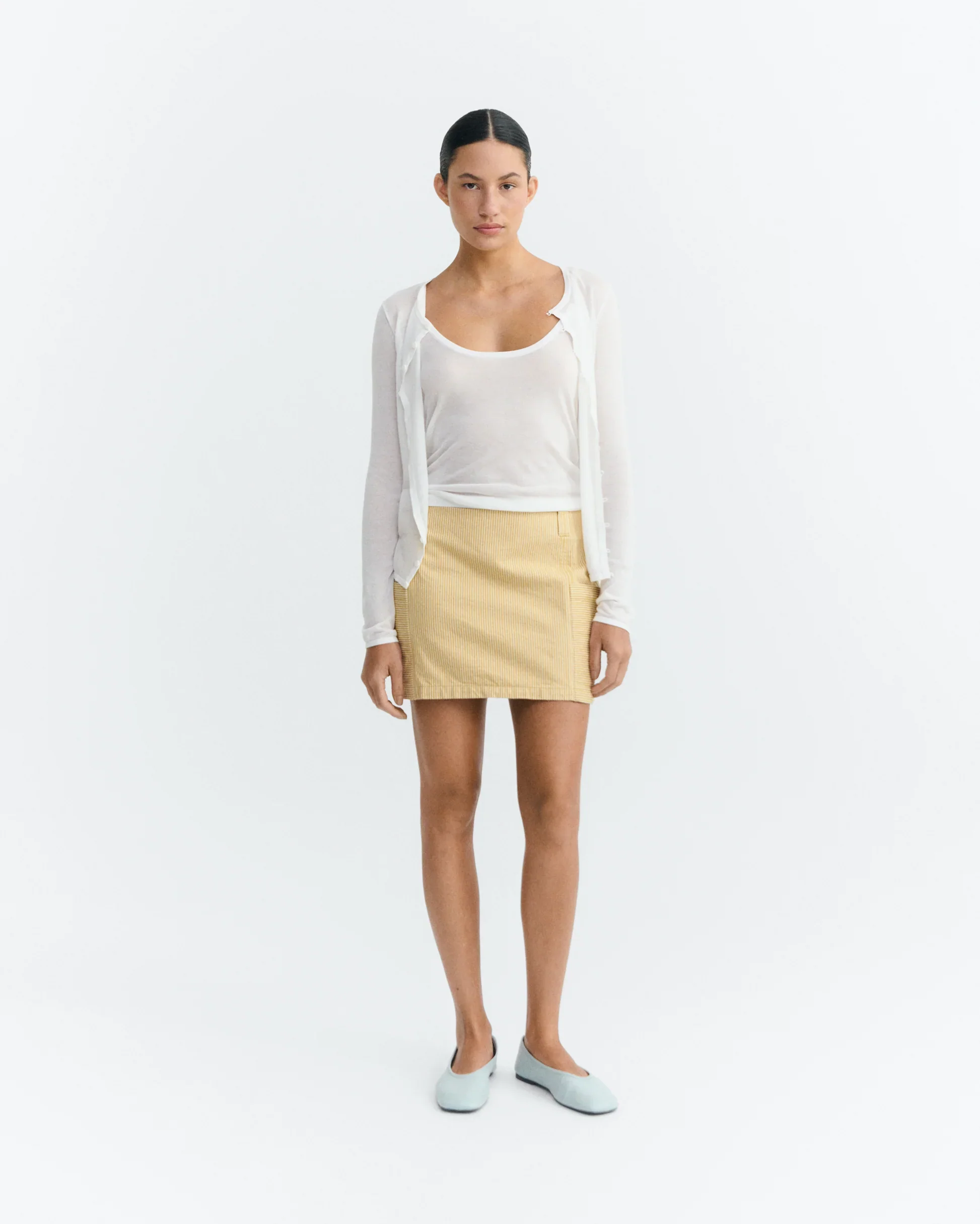 Tan Stripe Skirt | Thinking Mu - Image 2