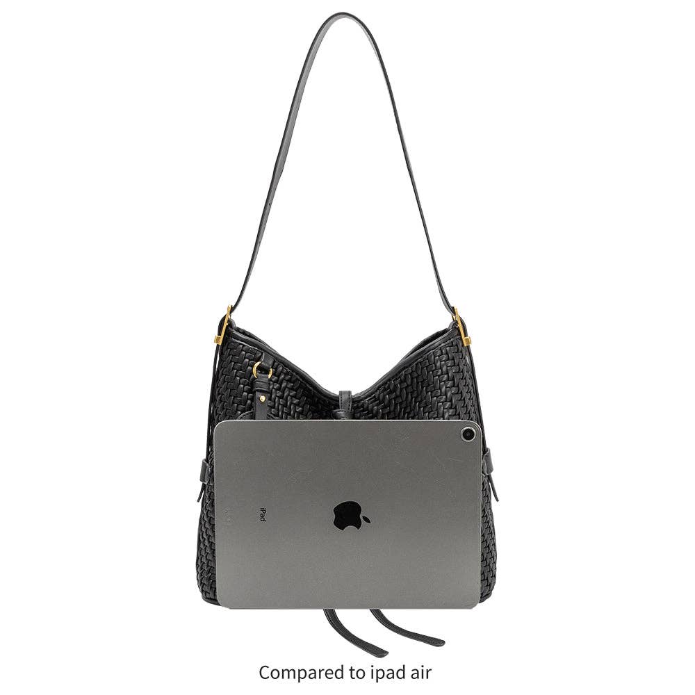 Thalia Black Recycled Vegan Leather Tote Bag - Image 6