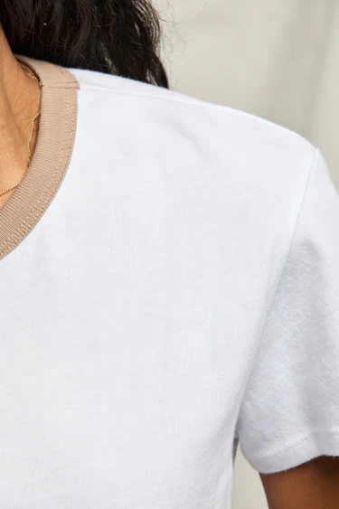 The Billie Contrast Tee Mocha | Perfect White Tee - Image 2