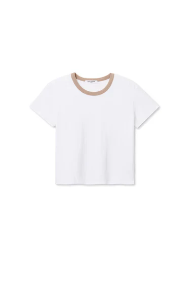 The Billie Contrast Tee Mocha | Perfect White Tee - Image 4