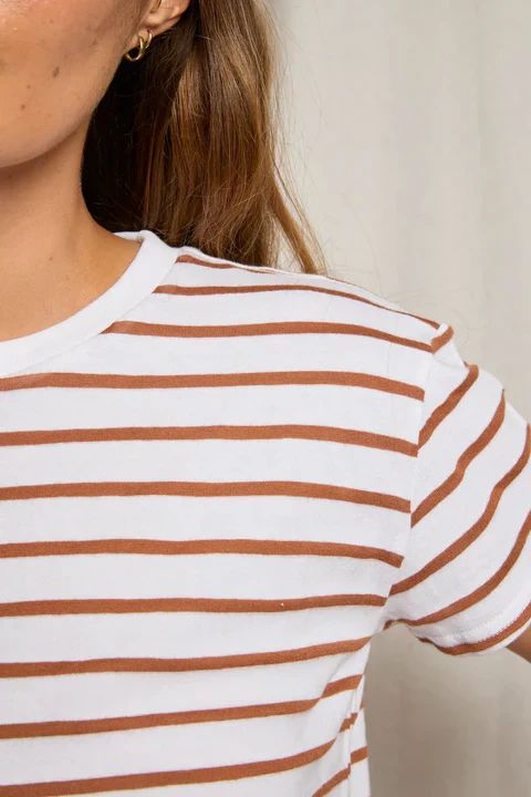 The Everett in Mocha Stripe | Perfect White Tee - Image 5