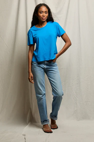 The Harley Tee in Cobalt | Perfect White Tee - Image 2