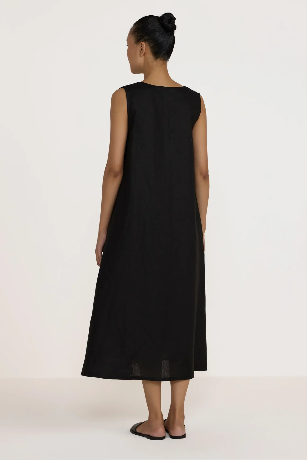 V Neck Midi Dress in Black | Laude The Label - Image 5
