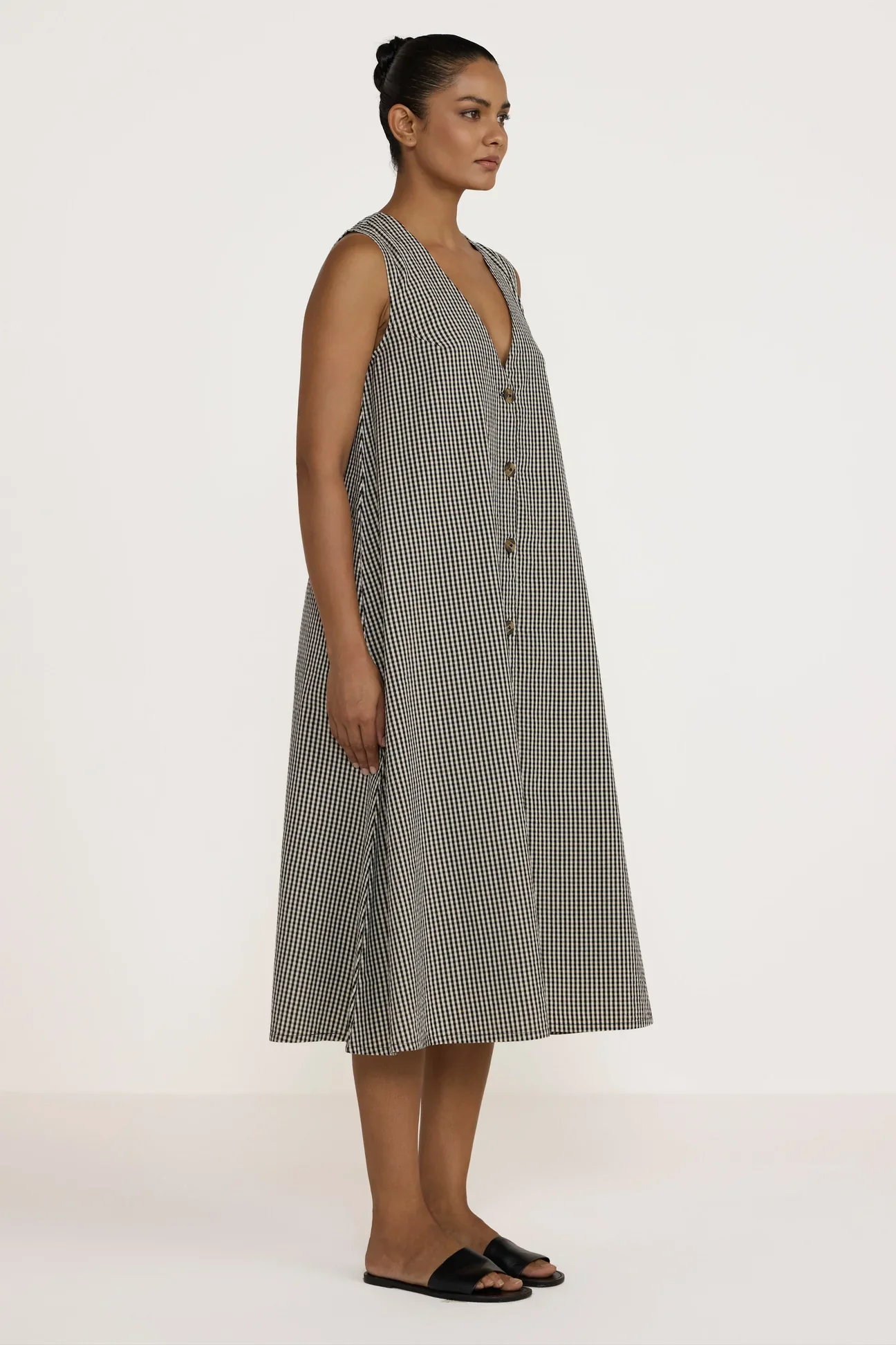 V Neck Midi Dress in Gingham | Laude The Label - Image 5