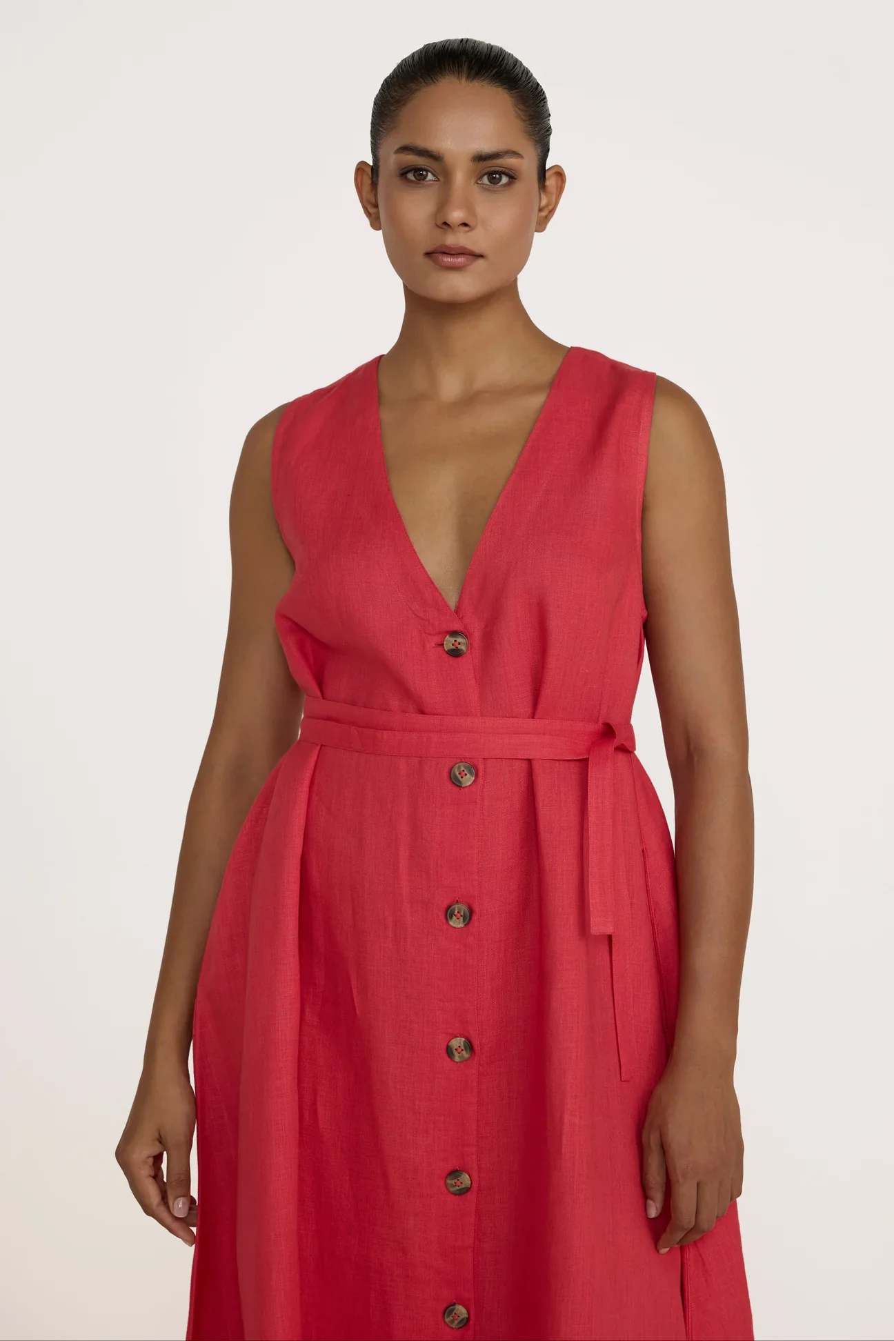 V Neck Midi Dress in Poppy | Laude The Label - Image 3