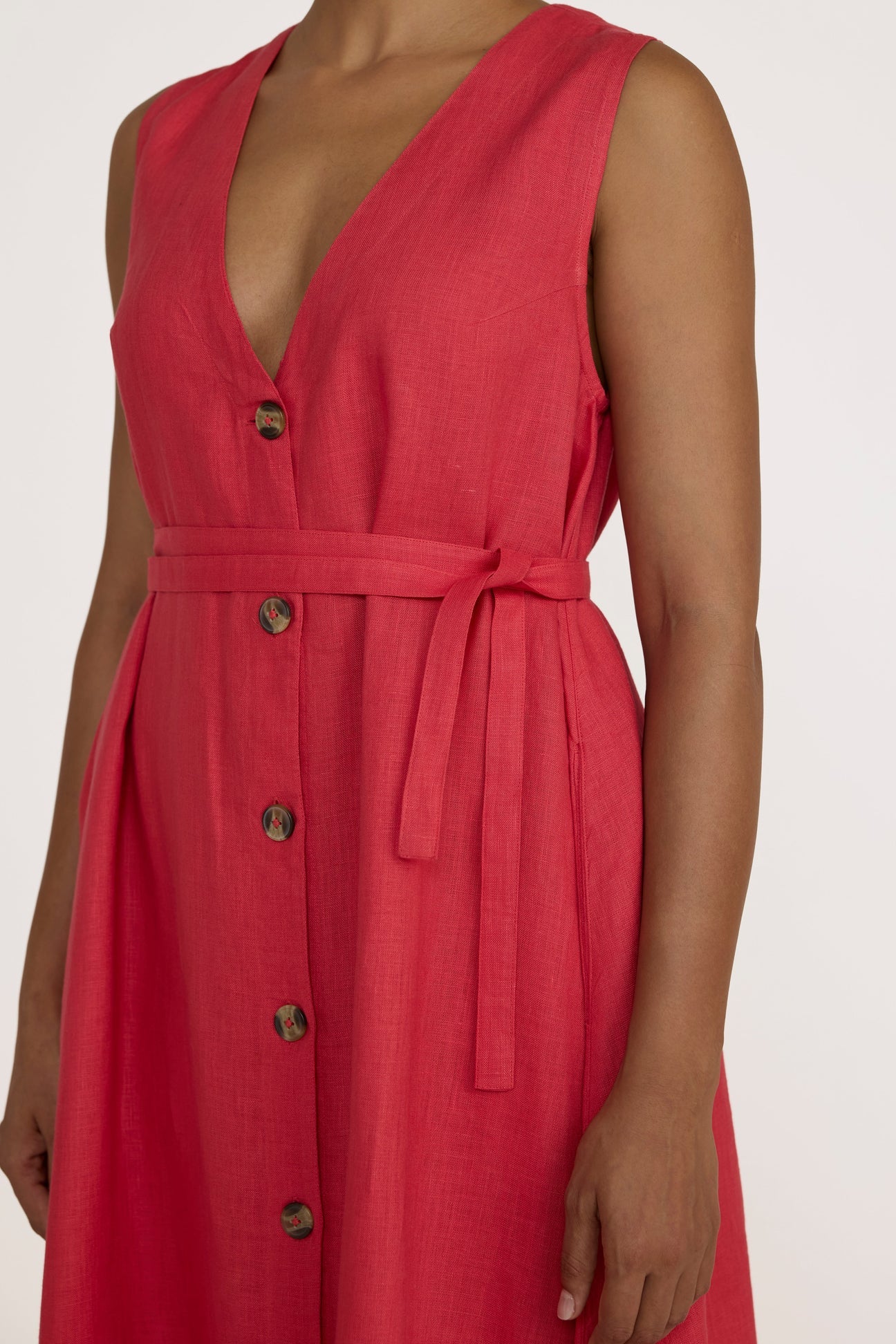 V Neck Midi Dress in Poppy | Laude The Label - Image 4